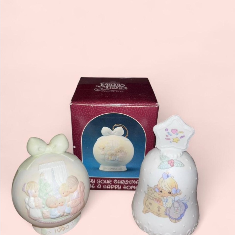 Enesco Precious Moments Ornament Set - White and Pink